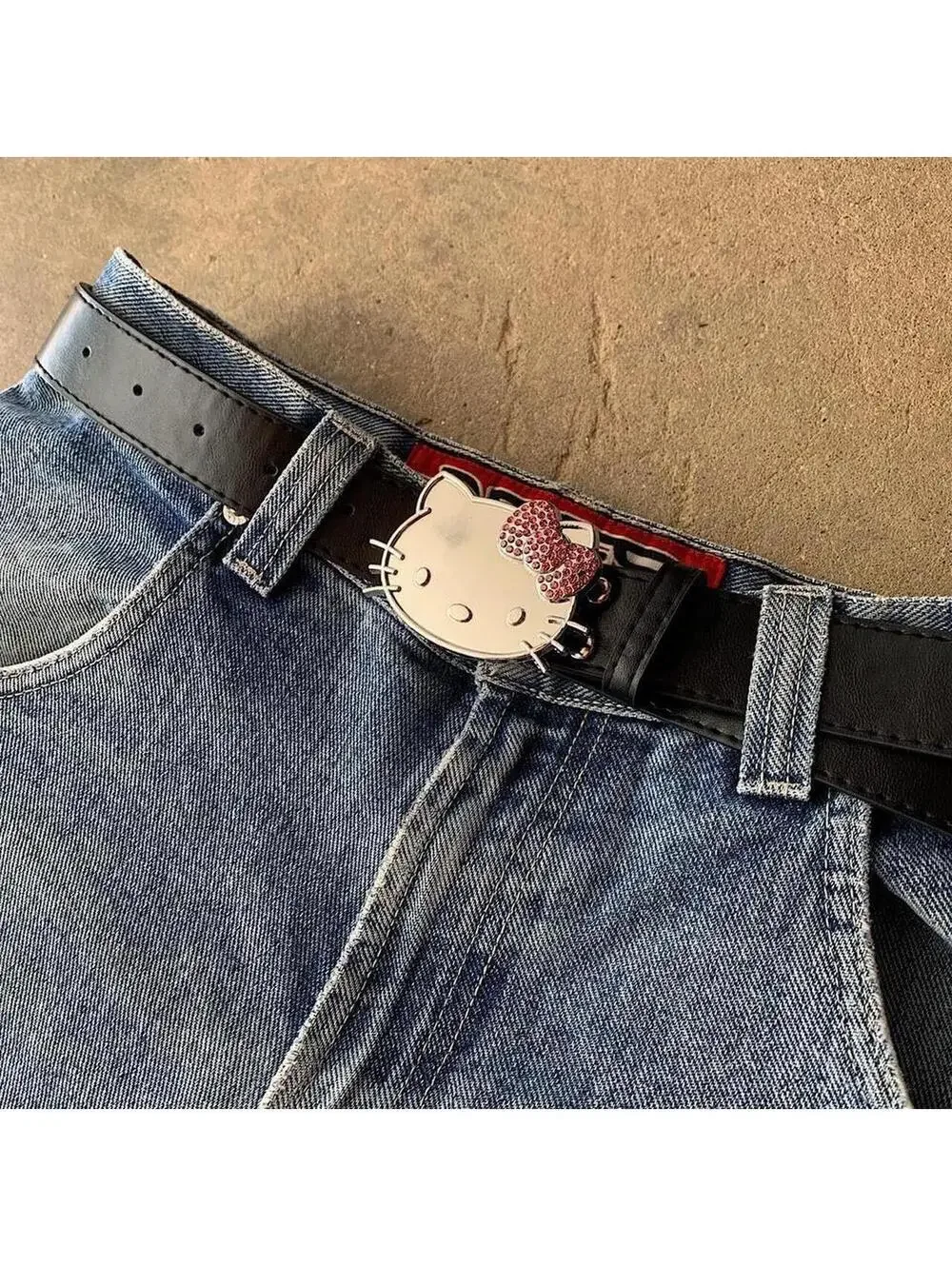 Y2K Black Pink Hello Kitty Belt
